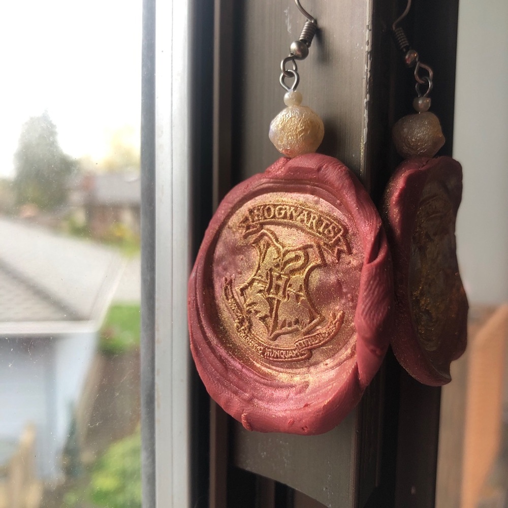 Wizard school wax seal earrings